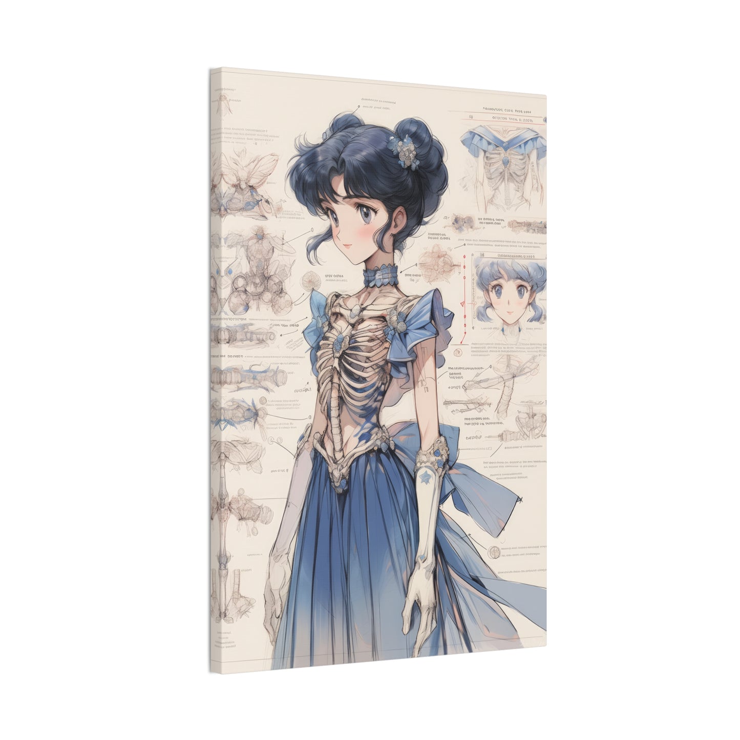 Sailor Moon - Sailor Mercury Skeleton - Fine Art Canvas