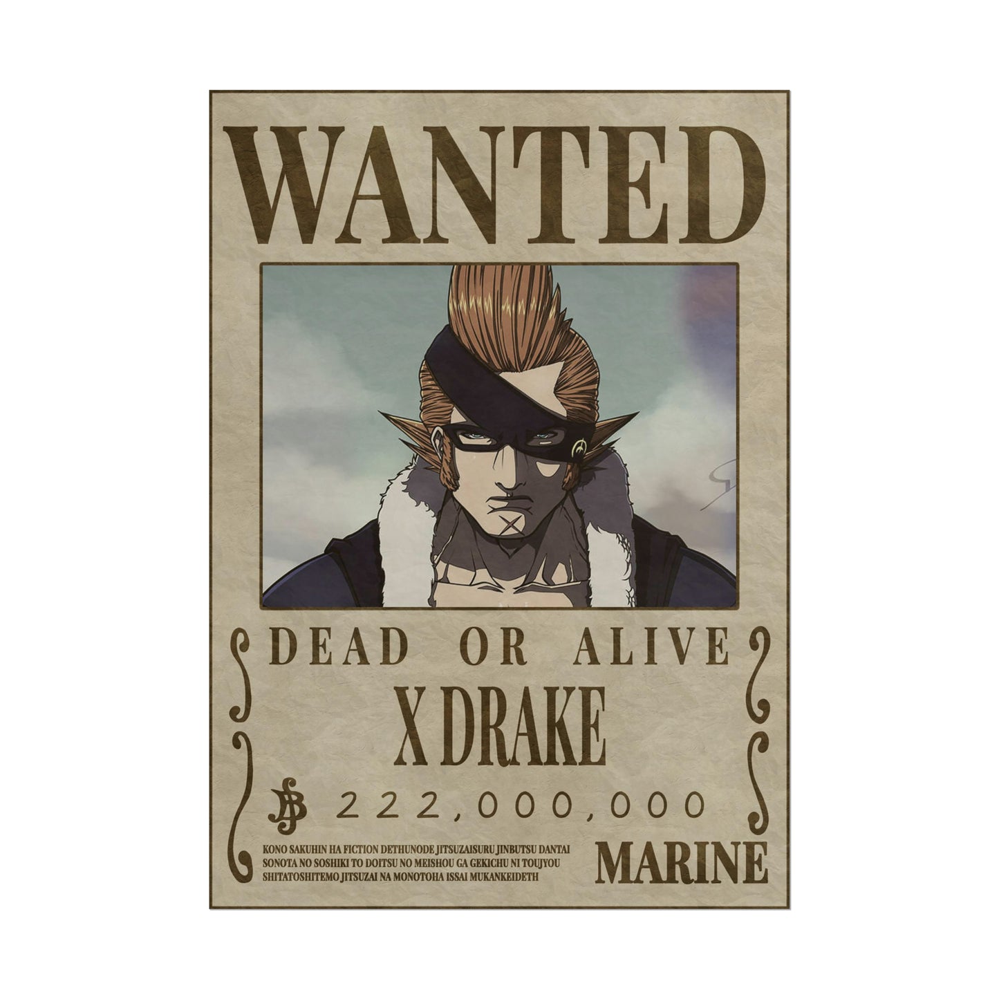 One Piece - X Drake Wanted Poster