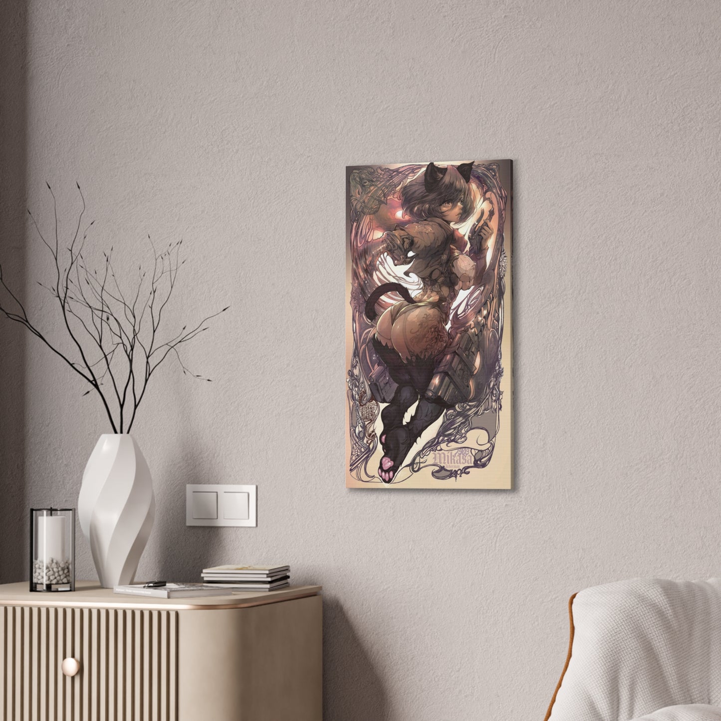 Attack on Titan - Mikasa Kitten Variation - Fine Art Canvas
