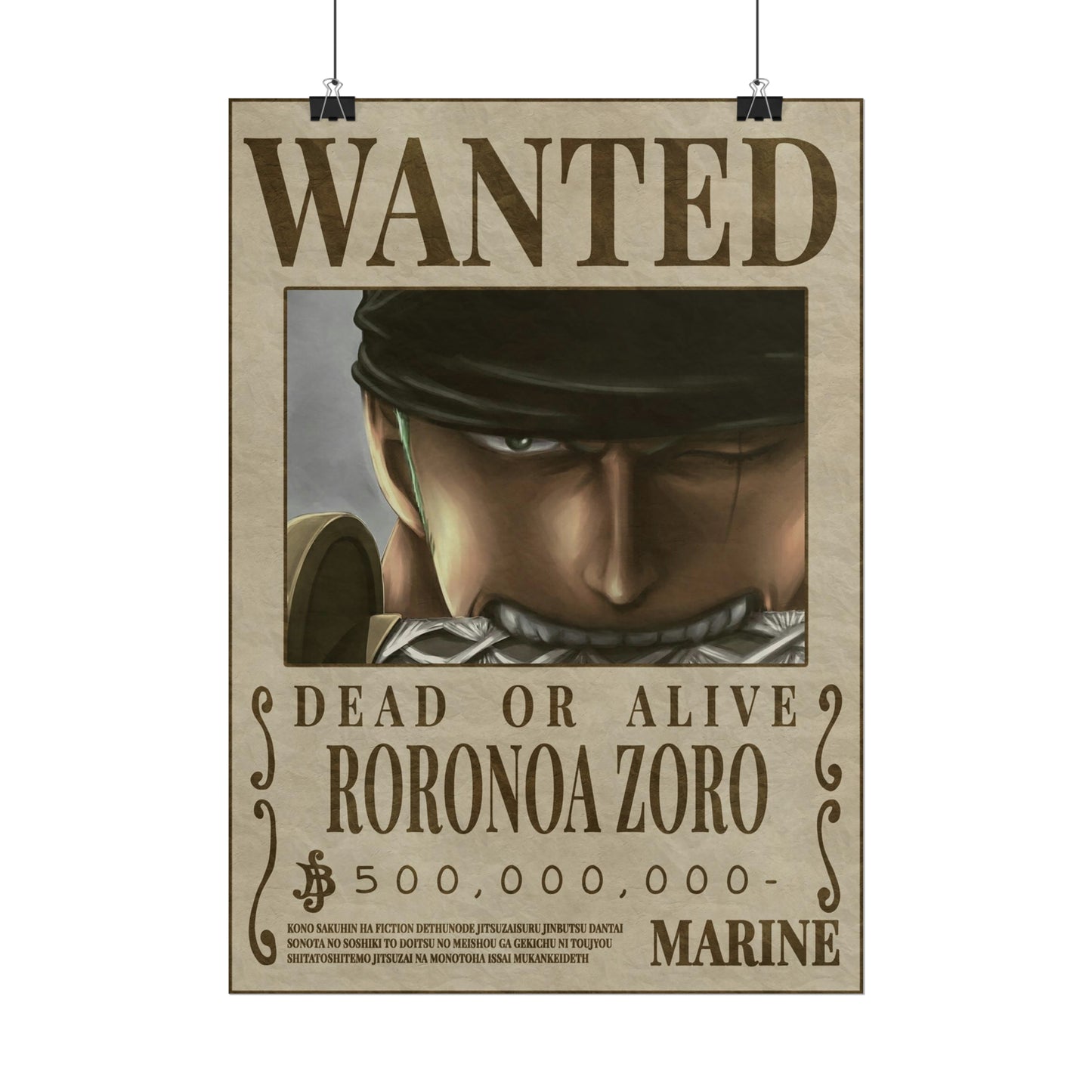 One Piece - Roronoa Zoro Wanted Poster