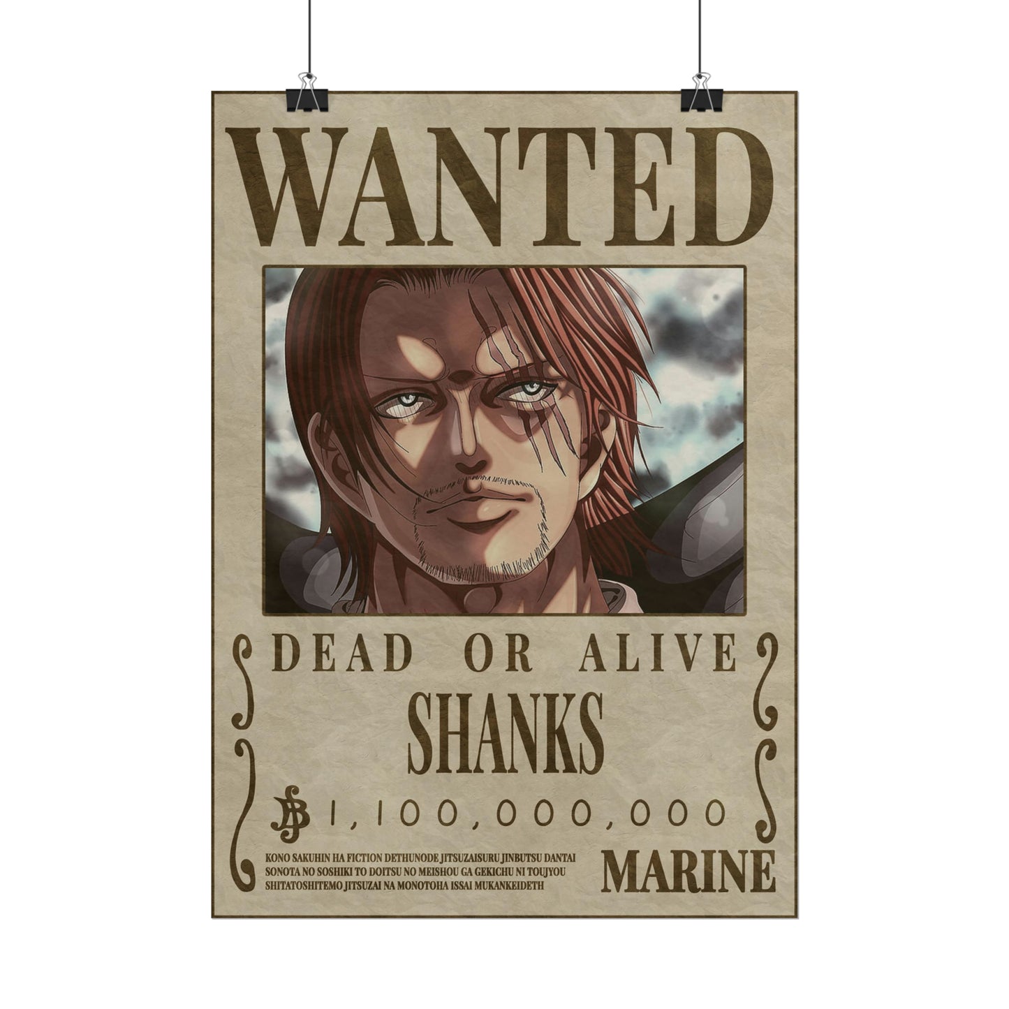 One Piece - Shanks Wanted Poster