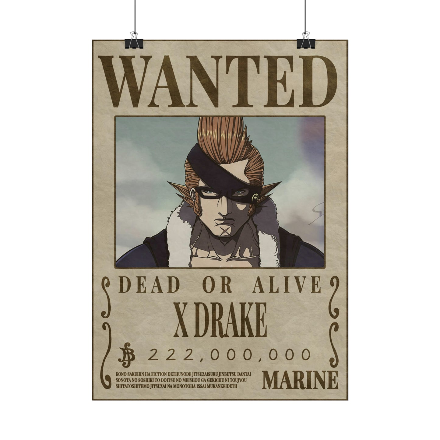 One Piece - X Drake Wanted Poster