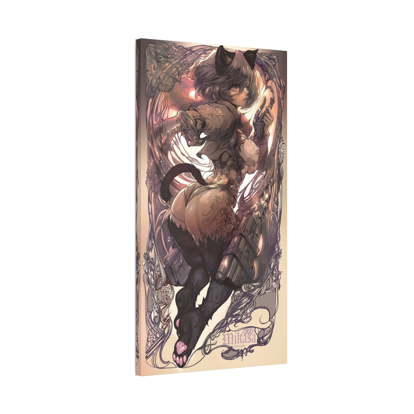 Attack on Titan - Mikasa Kitten Variation - Fine Art Canvas