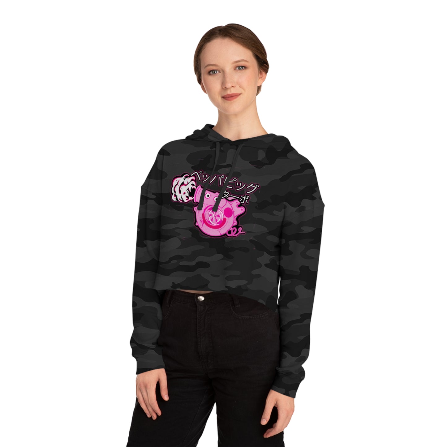 r0cean11 - P3PP@ TURBO - Womens Cropped Hooded Sweatshirt